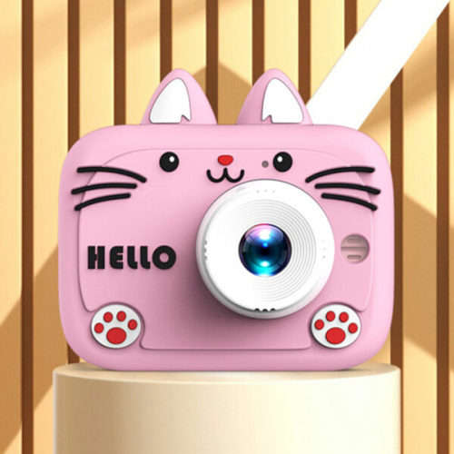 Cat Ear Kids Image And Video Camera with Lanyard,5 Built In Games