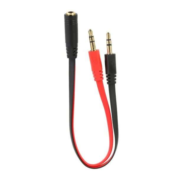 3.5mm Female To 2 Male Cable Stereo Mic Audio Adapter Splitter Cable Headphone Jack