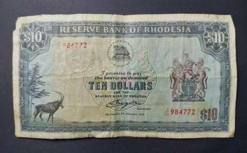 LOOK!!! 1 x 10 Rhodesian Dollar note 1rand bid