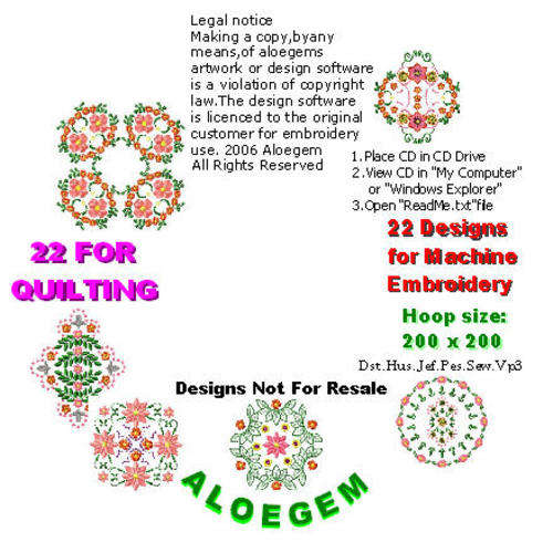 ## 22 Quilting Embroidery designs ##
