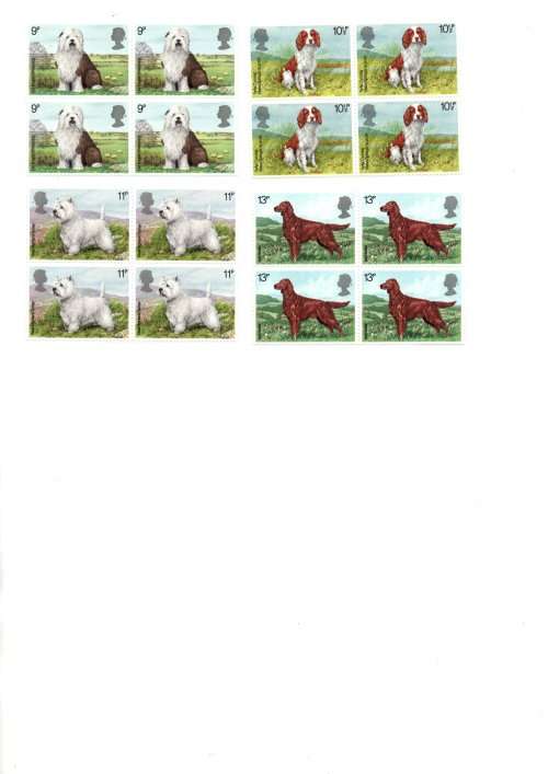 GB-1979-Dogs-MNH-**- 4 x Blocks of 4