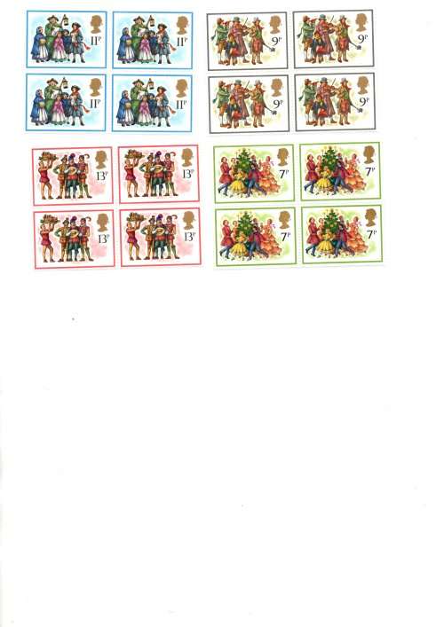 GB-1978-Christmas. Carol-singers-MNH-**- 4 x Blocks of 4