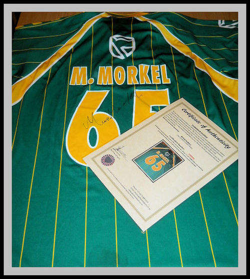 SIGNED MORNE MORKEL MATCH WORN SHIRT WITH COA