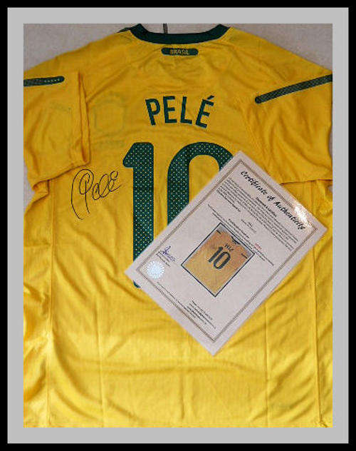 PELE BRAZIL SIGNED SHIRT WITH COA