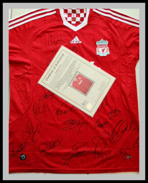LIVERPOOL 2009/2010 SQUAD SIGNED HOME JERSEY WITH COA
