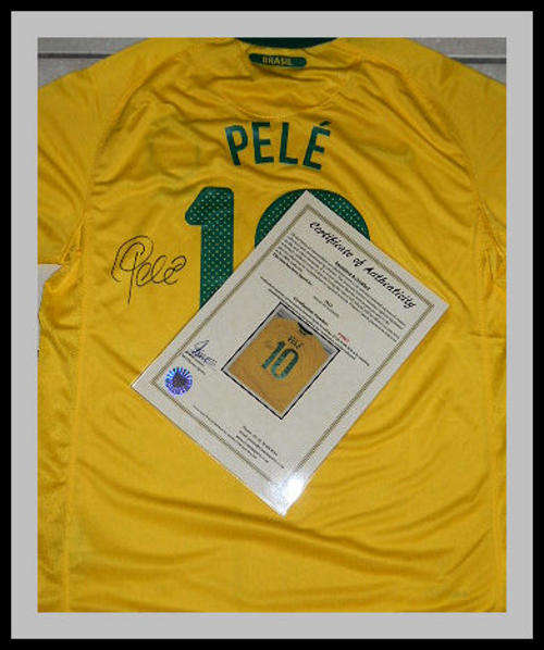 PELE BRAZIL SIGNED SHIRT WITH COA