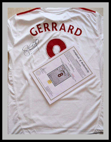 STEVEN GERRARD SIGNED LIVERPOOL AWAY JERSEY WITH CERTIFICATE OF AUTHENTICITY