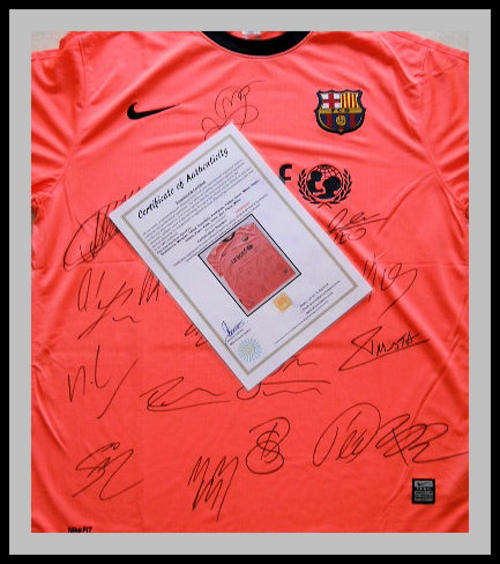 BARCELONA SQUAD SIGNED AWAY JERSEY WITH CERTIFICATE OF AUTHENTICITY