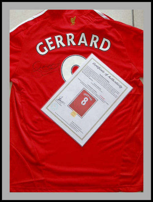 STEVEN GERRARD SIGNED LIVERPOOL SHIRT WITH CERTIFICATE OF AUTHENTICITY