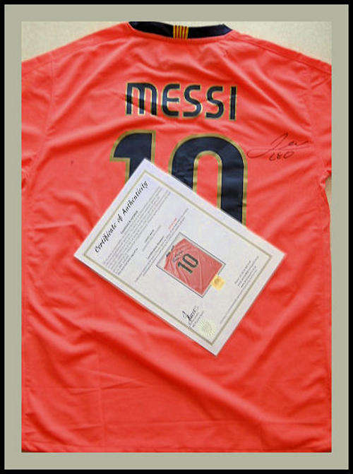 MESSI SIGNED BARCELONA AWAY SHIRT WITH CERTIFICATE OF AUTHENTICITY