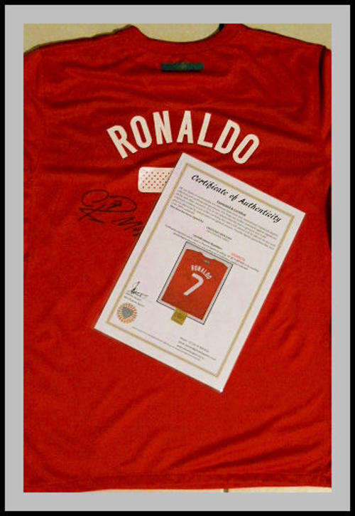 RENALDO SIGNED PORTUGAL SHIRT WITH CERTIFICATE OF AUTHENTICITY