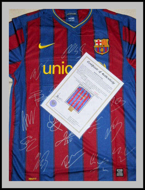 BARCELONA 2009/2010 SQUAD SIGNED SHIRT WITH CERTIFICATE OF AUTHENTICITY