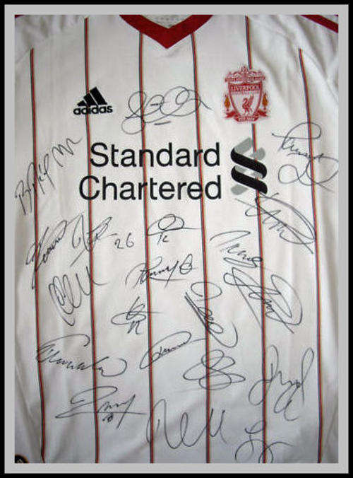 LIVERPOOL SQUAD SIGNED 10/11 AWAY SHIRT WITH CERTIFICATE OF AUTHENTICITY