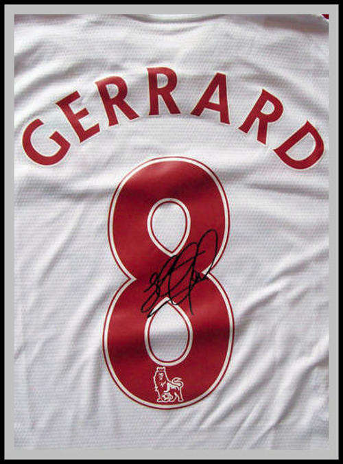 GERRARD SIGNED LIVERPOOL AWAY SHIRT WITH CERTIFICATE OF AUTHENTICITY