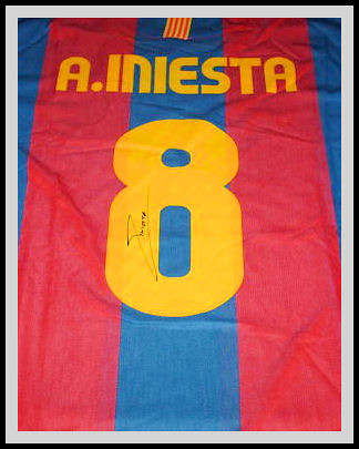 INIESTA SIGNED BARCELONA SHIRT WITH CERTIFICATE OF AUTHENTICITY