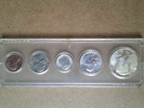 1964 Proof Set, silver coins, nickel, cent, plastic case