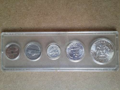 1964 Proof Set, silver coins, nickel, cent, plastic case