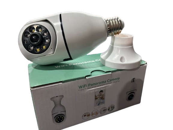 Light Bulb Type Wireless Security Camera 360° Panoramic 2-Way Talk WiFi Camera White