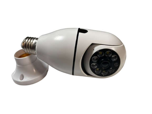 Light Bulb Type Wireless Security Camera 360° Panoramic 2-Way Talk WiFi Camera White