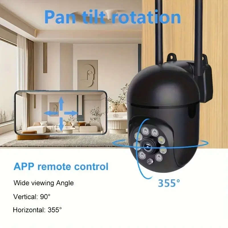 HD WIFI Surveillance Camera, Indoor & Outdoor Remote HD Night Vision Camera 355 Degree Intercom Home