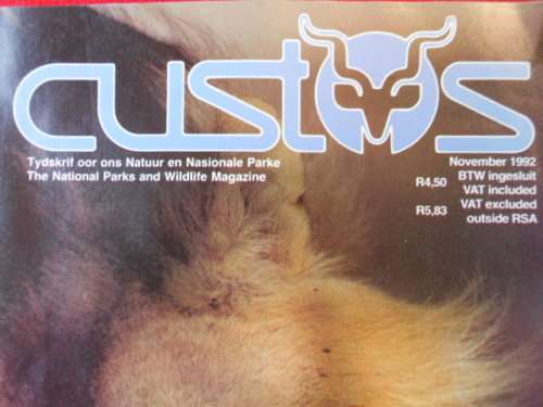 "Custos: The Natonal Parks and Wildlife Magazine. Nov. 1992. Vol. 21 No. 8.