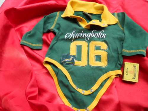 Springboks 06 Green and gold babygrow