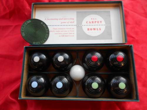 Carpet bowls.  B&A.