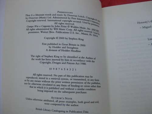 "Stephen King on Writing"  Soft cover. A memoir.