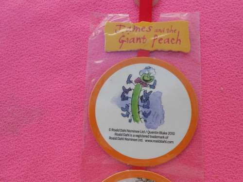 Roald Dahl bookmark.  James and the giant peach tree.