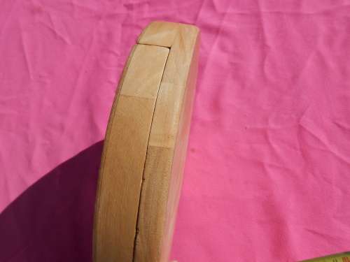 Cheese board with swivel wooden case enclosing knives.  Ready to place on the dining room table.