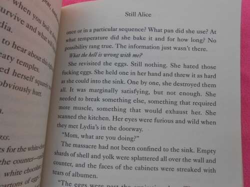 `Still Alice`  Lisa Genova.  Soft cover.