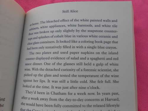 `Still Alice`  Lisa Genova.  Soft cover.