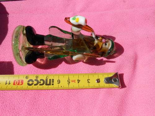 Murano glass ornament of a musician.  100mm high.  Delightfully unusual. No chips or cracks.