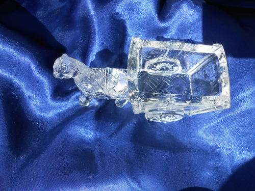 Glass donkey with cart ornament. 110mm long.  No chips or cracks.