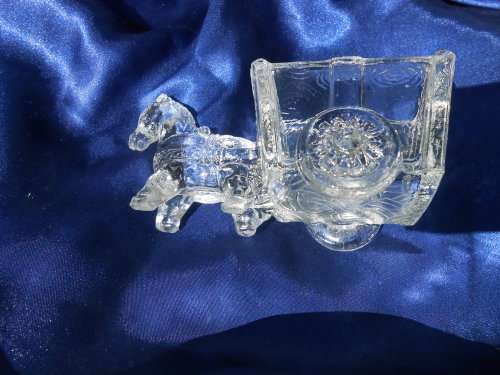 Glass donkey with cart ornament. 110mm long.  No chips or cracks.