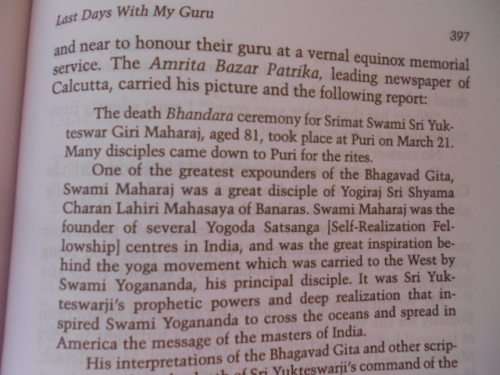`Autobiography of a Yogi`  Paramahansa Yogananda.  Hard cover.