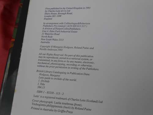 `Letts Guide to Orchids of the World`  Hard cover.