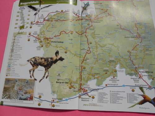 `Krugerwildtuin Kaart` 2de Uitgawe.  Afrikaans.  Soft cover