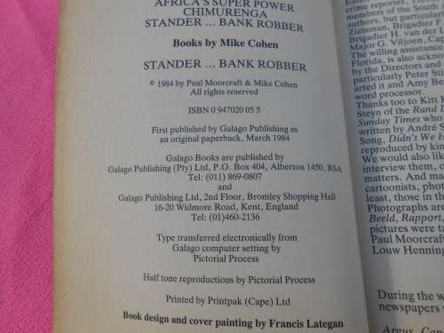 `Stander ... Bank Robber`  Paul Moorcraft & Mike Cohen.  Soft cover.