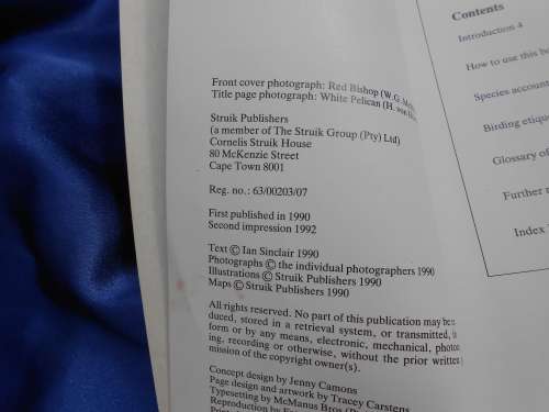 `Southern African Birds`  A Photographic Guide. Ian Sinclair. Soft cover.