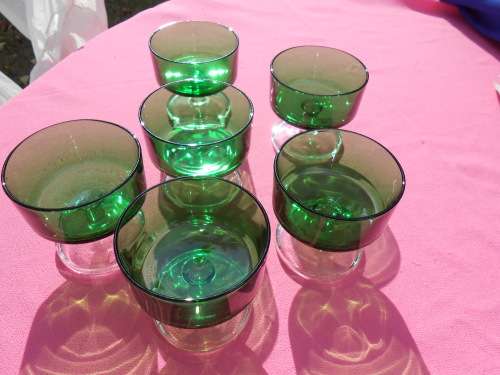 Green pudding glasses.
