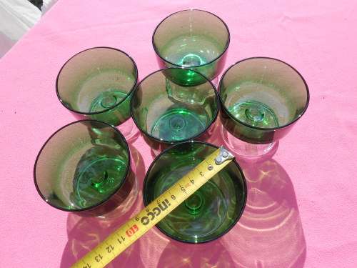 Green pudding glasses.