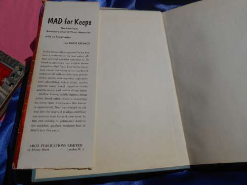 1958  Hard cover `Mad For Keeps`