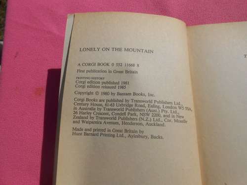 Louis L`Amour `Lonely on the Mountain`  Soft cover.