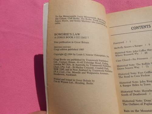 Louis L`Amour `Bowdrie`s Law`  Soft cover.