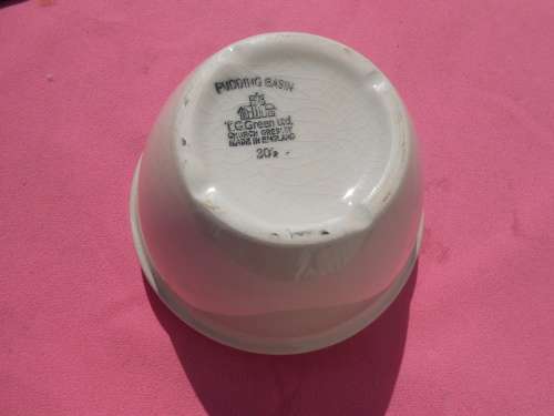 Pudding basin, no chips, cracks or repairs.  T.G. Green.