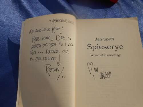 `Jan Spies Spieserye`  Versomelde vertelings.  Soft cover.