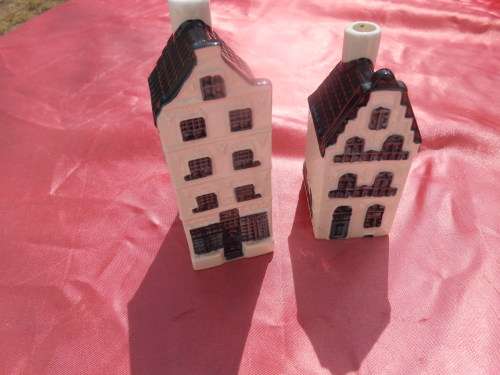 Blue Delft exclusively made for KLM by Bols Royal Distilleries Holland. Houses no. 18 and 28.