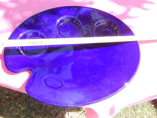 Ceramic blue artist`s palette.  Dudson vitrified.  Artisan.  Made in England.