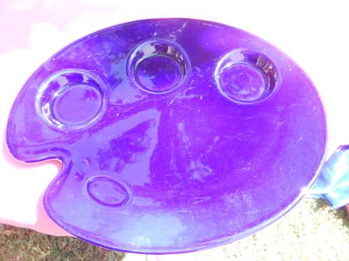 Ceramic blue artist`s palette.  Dudson vitrified.  Artisan.  Made in England.